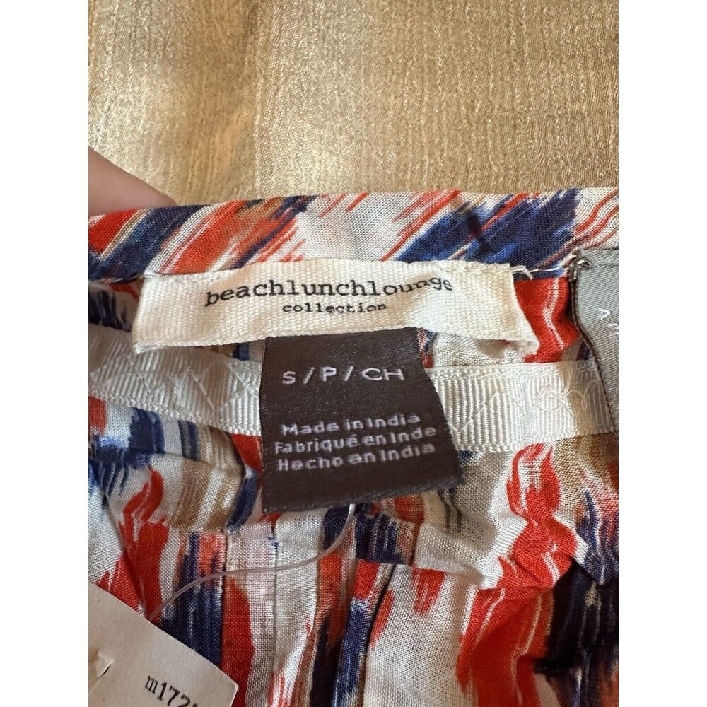 Beach Lunch Lounge A PEA‎ IN THE POD Orange White Blue Geometric Top Boho Smal - Picture 3 of 11